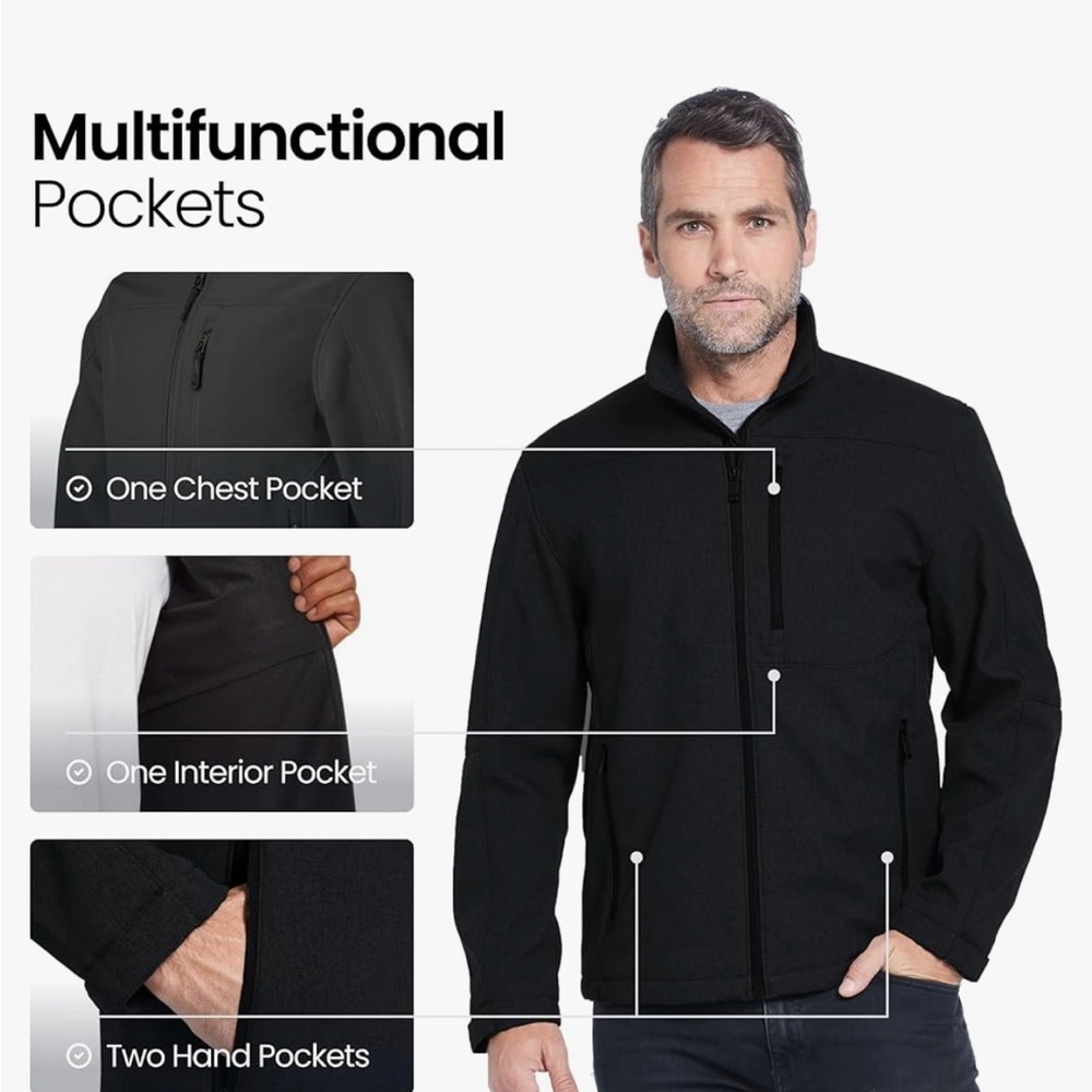 Izod Black Performance Jacket with Stand-Up Collar and Slim Fit - Picture 3 of 7